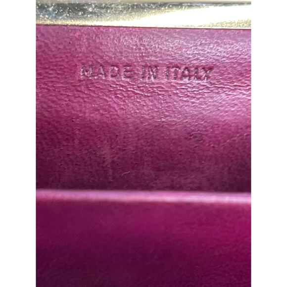 Balenciaga Burgundy Leather Coin Wallet Kiss Lock Made in Italy Luxury VGUC - Picture 4 of 13